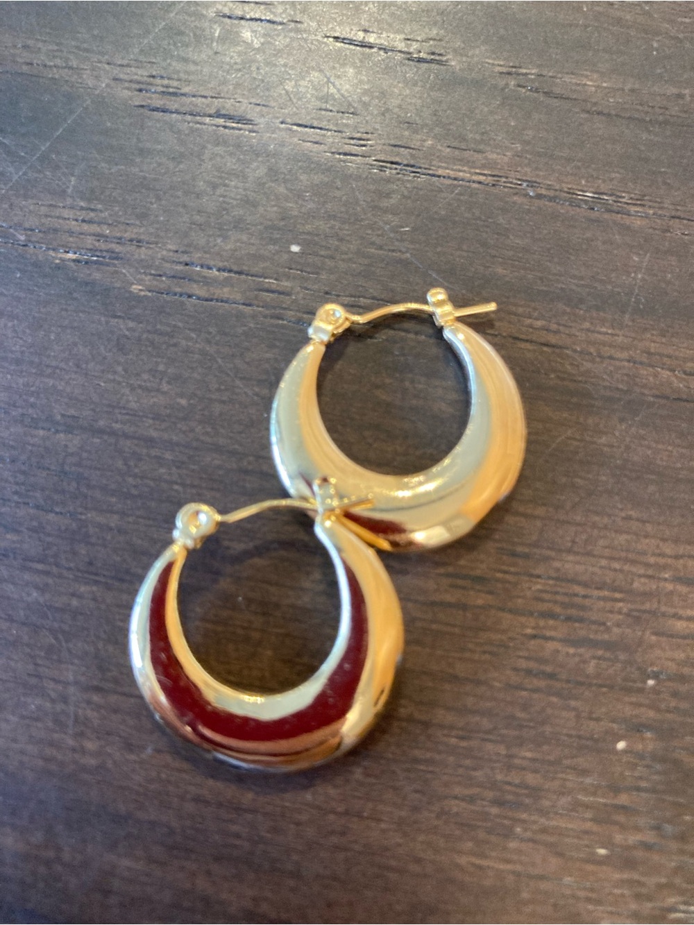 Bloomingdale's 18K Gold-Tone Hoop Earrings with Deep Red Enamel